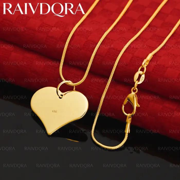 Collier avec pendentif en forme de cœur plaqué or 18 carats pour femmes