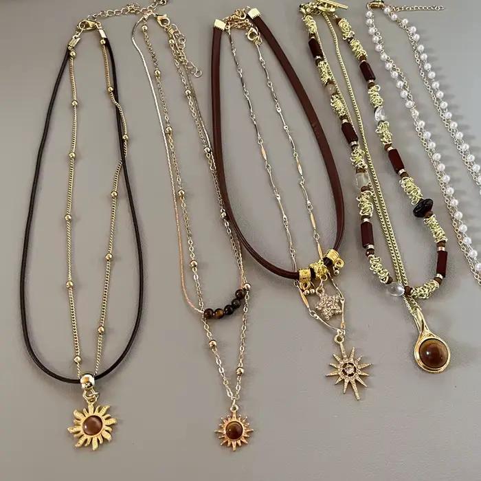 Collier en Zircon étoile du soleil pour femmes
