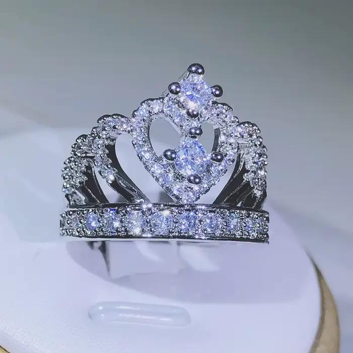 Bague couronne fantaisie en argent 925 pour femmes
