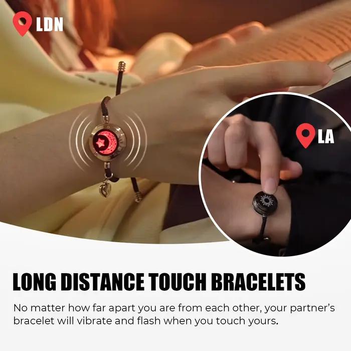 Bracelets lumineux et vibrants à distance Totwoo pour couples, cadeaux pour relations à distance, bracelet intelligent Soleil et Lune pour l'amour