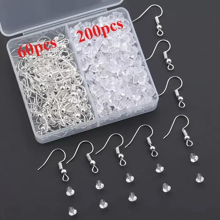 1 boîte de 260 pièces pour la fabrication de boucles d'oreilles, kit de fabrication de boucles d'ore