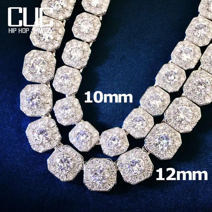 CUC – collier chaîne carrée en grappes de 12mm pour femmes et hommes, ras du cou à maillons HipHop,