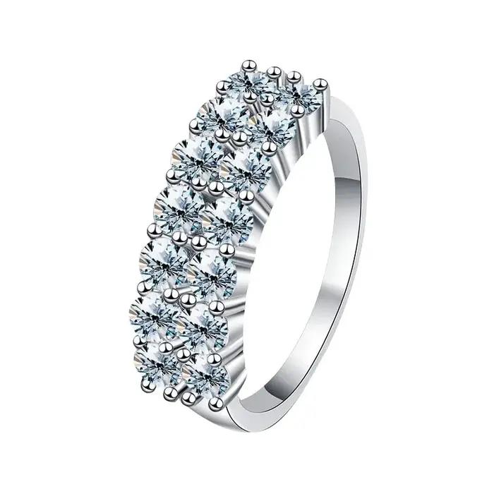 Bague d'éternité en moissanite véritable 1,4 carat pour femme, en argent sterling 925, pour tous les jours et les fêtes, magnifique bijou de haute qualité