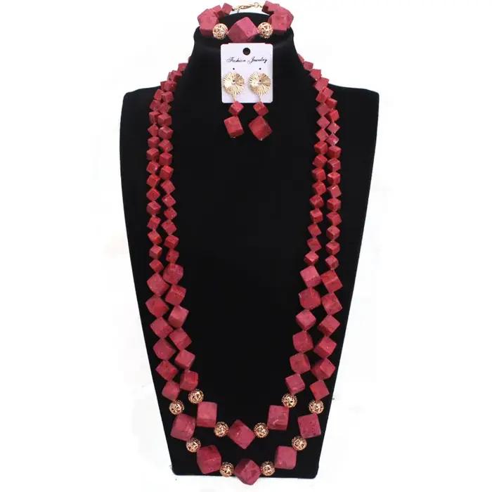 Dudo bijoux grandes perles de corail ensemble