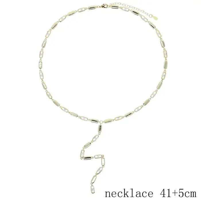 Nouveau Collier Ras du Cou en Y avec Breloques Géométriques Rectangulaires Bling Micro-Pavé CZ