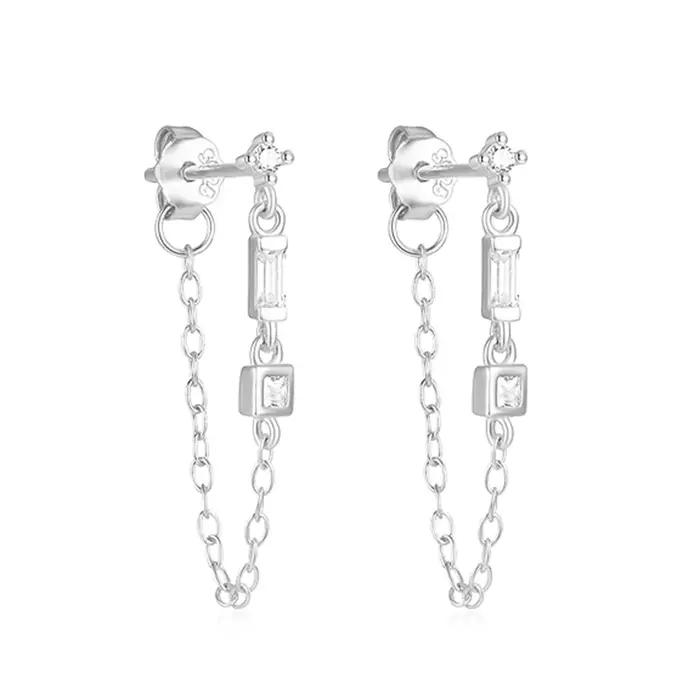 Aide Boucle d'Oreille à Pampilles en Argent Sterling