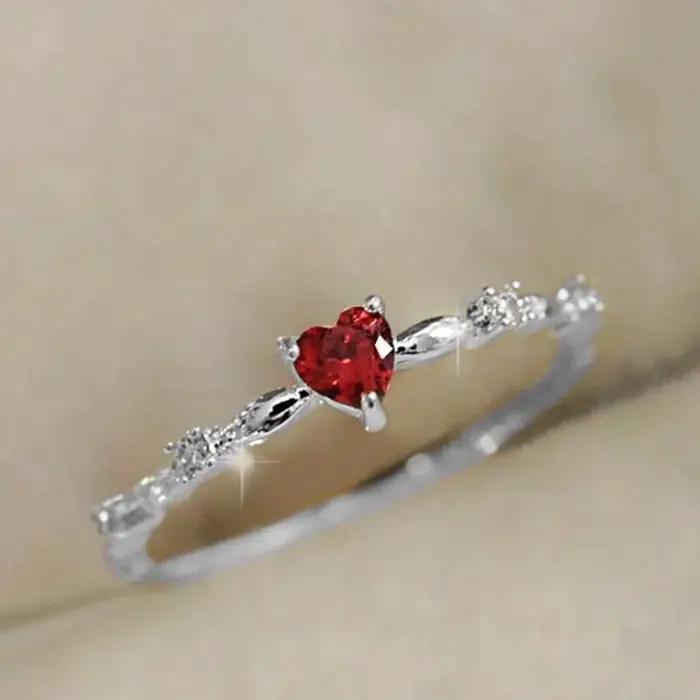 Huitan – bagues de proposition de fiançailles pour femmes, amour rouge exquis, bande fine, bijoux es