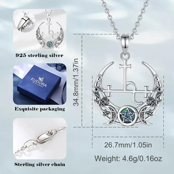 Collier en argent sterling 925 avec pendentif Lilith Moon opale pour femmes et hommes occasions spéciales déesse Lilith symbole puissance individuelle