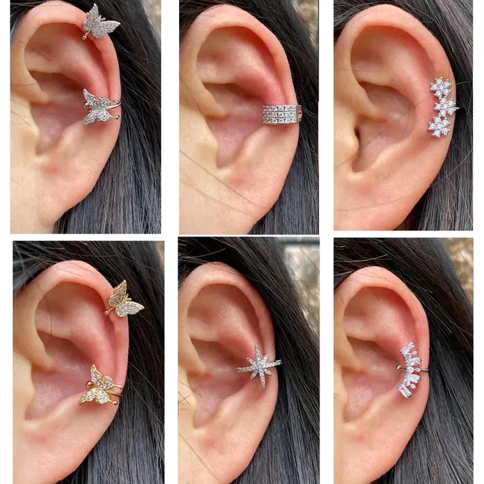 1 pièce Helix Cartilage conque faux sans trou Piercing oreille manchettes Earcuff Wrap Rock boucle d'oreille Non