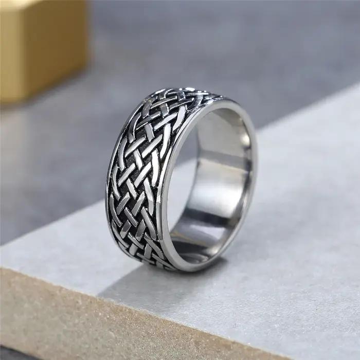 Bague à nœud en spirale celtique vintage nordique pour hommes et femmes