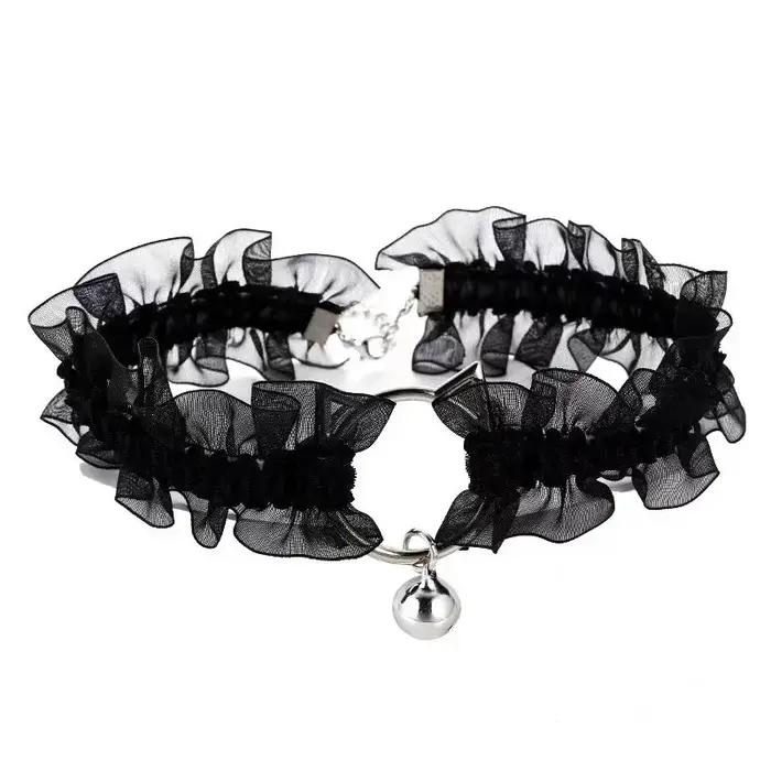 Collier Lolita en dentelle pour femmes style néo-gothique avec pendentif chat pour soirées et événements anime lovers