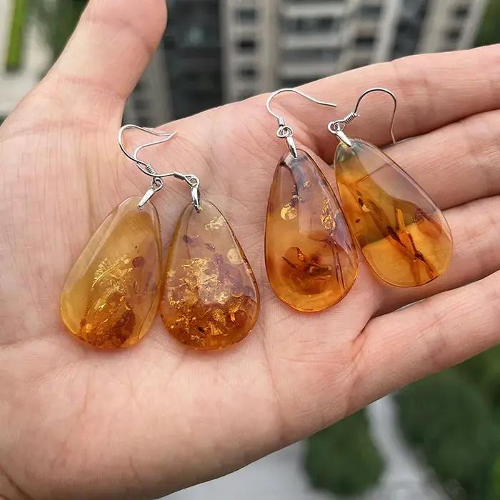 Boucles d'oreilles en ambre véritable et argent Sterling 925 pour femmes, idéales pour les occasions spéciales et les cadeaux personnalisés