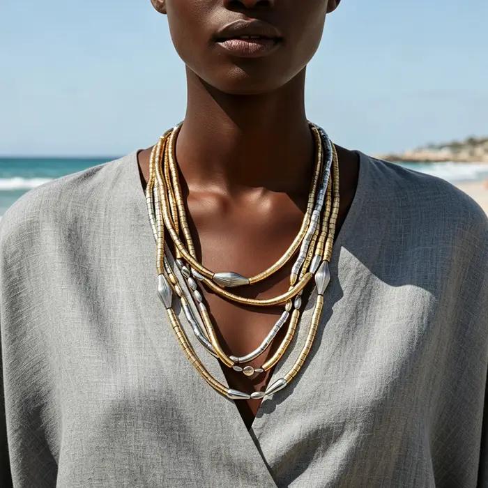 Collier chaîne perlée vintage ZAA CCB pour femme