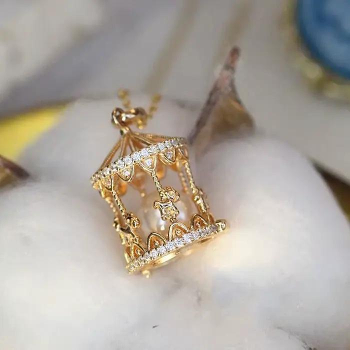 ANENJERY Collier pendentif 'Merry-go-round' en perles pour femme