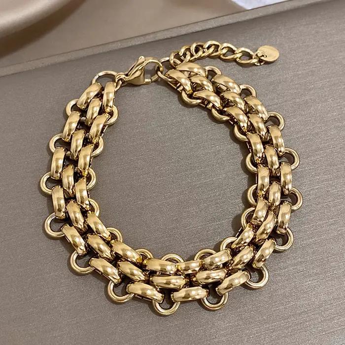 Bracelet à chaîne épaisse en acier inoxydable pour femmes