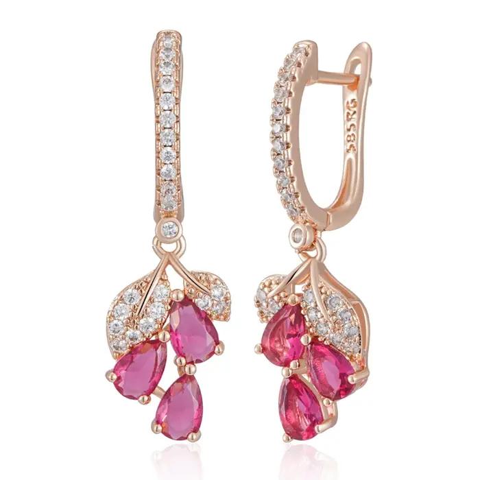 Wbmqda – boucles d'oreilles longues en forme de fleur de grenade rouge pour femmes
