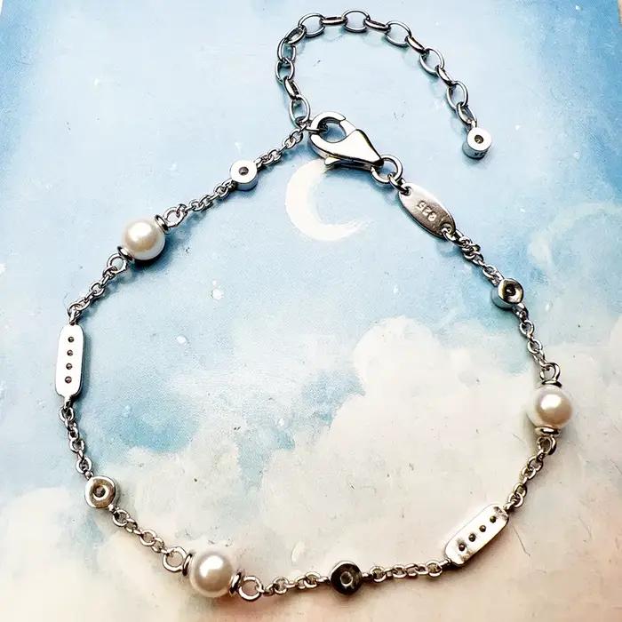 Bracelet en pierre blanche perle en argent Sterling 925