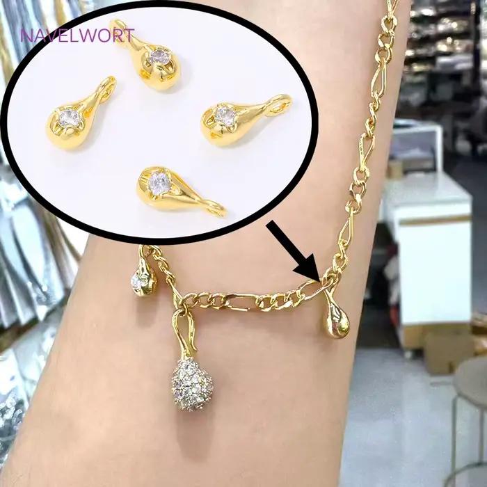 Pendentifs en forme de goutte plaqués or 18 carats pour la fabrication de bijoux, laiton avec zircon, pendentifs décoratifs, accessoires pour bracelets DIY