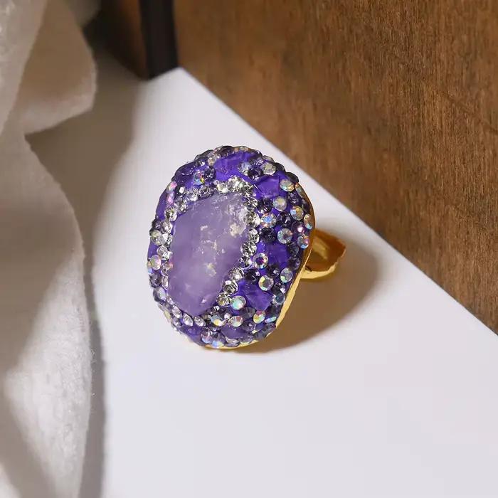 Bague Élégante en Améthyste et Zirconium pour Occasions Spéciales Style Étoile Femme