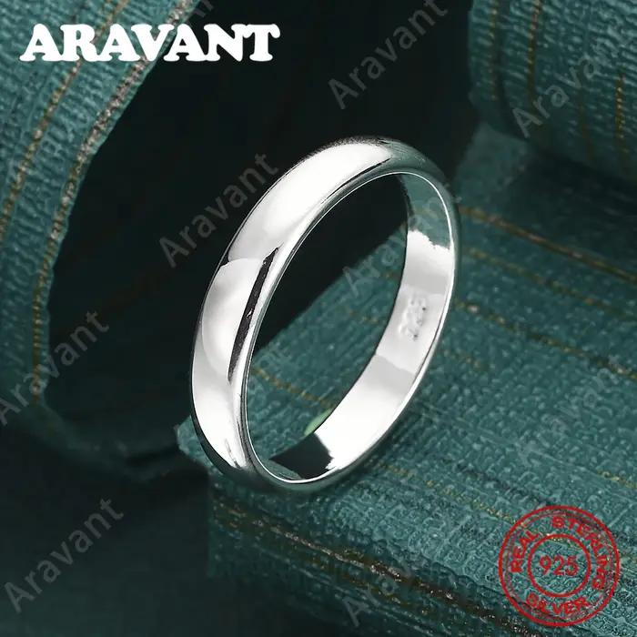 Bague ronde lisse en argent sterling 925 (7-10 # ) - Accessoire quotidien pour femmes
