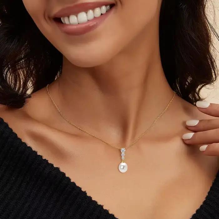 OXTAO – collier et boucles d'oreilles en perles d'eau douce naturelles pour femmes