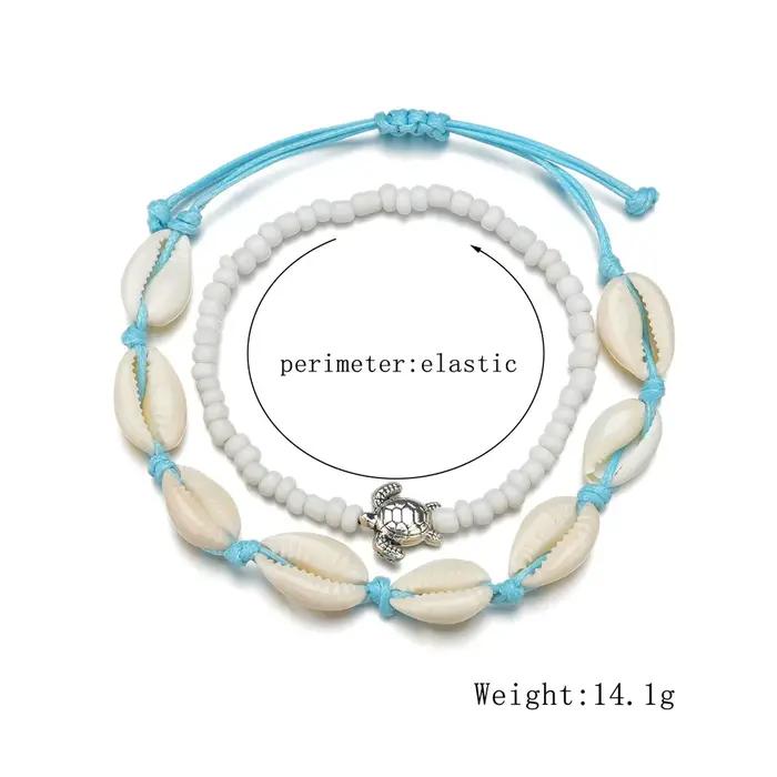 Bracelet de Cheville Boho Shell Tortue ULbleue Jambe JOon Coquille Naturelle Bijoux de Plage Détente Décontracté Sportif Occasions Spéciales Plage Vacances Cadeau Unique