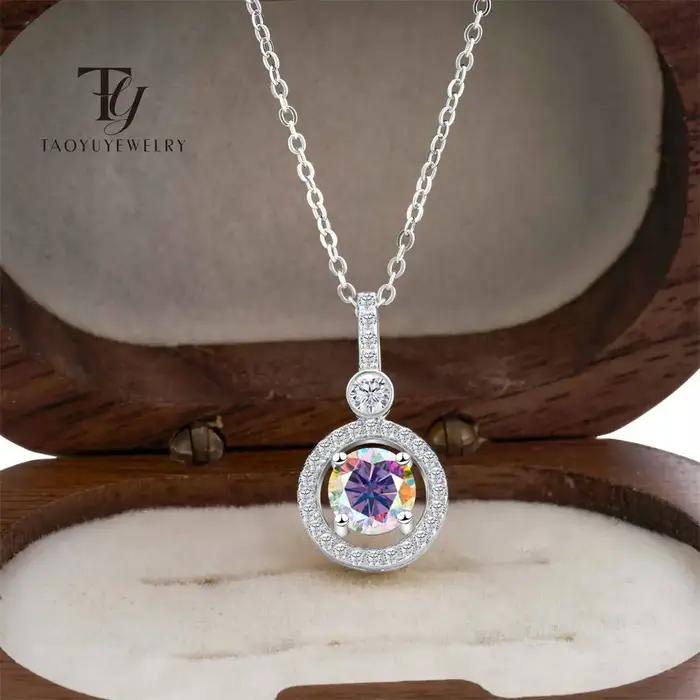 Collier en Moissanite 1 Carat Pendentif en Argent Sterling 925 Bijoux Élégants Occasions Spéciales Pour Femmes