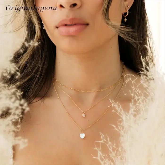 Collier en forme de cœur rempli d'or 14 carats