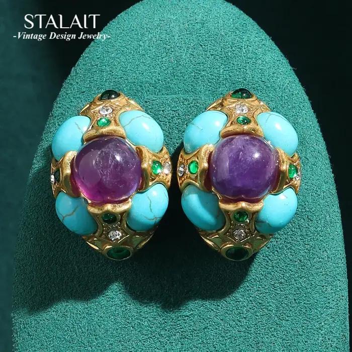 Boucles d'oreilles Vintage bleu Turquoise