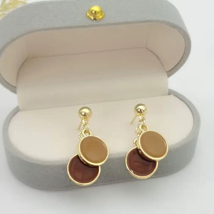 Maillard Style coloré à la mode Simple géométrique rond pendentif boucles d'oreilles pour les femmes élégant goutte d'huile boucles d'oreilles bijoux de fête