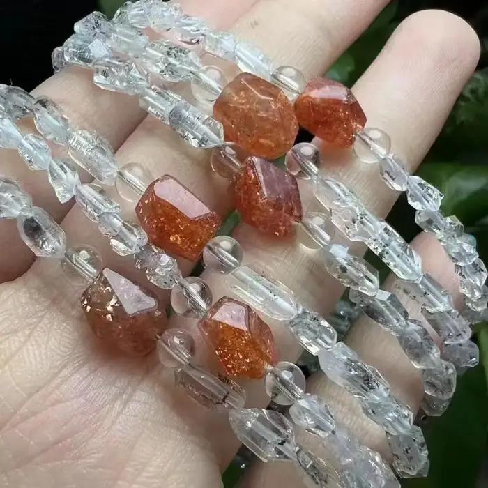 Unité un Bracelet 925 argent avec joli mignon naturel Herkimer diamant cristal forme libre