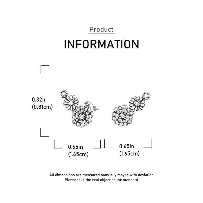 Boucles d'oreilles clous délicates trois marguerites en argent 925