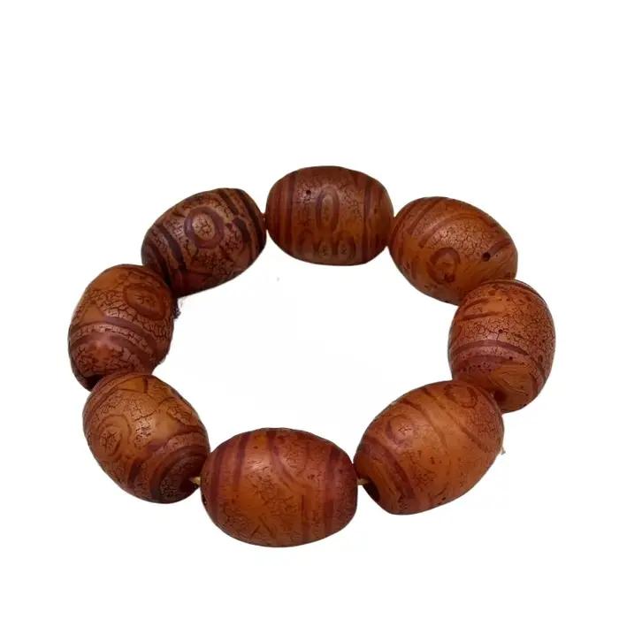 Bracelet de perles d'ambre rouge de style rétro, nouveau