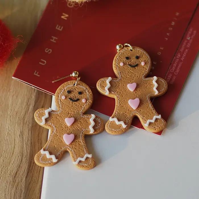Boucles d'oreilles arbre de noël en argile polymère pour femmes