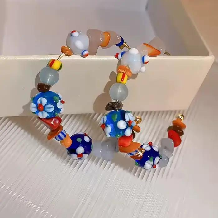 Boucles d'oreilles bohèmes géométriques multicolores pour femmes occasions spéciales cadeaux de fête