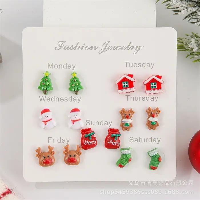 Superbes ensembles de boucles d'oreilles de Noël pour femmes comprenant des pièces en alliage flocon de neige nœud papillon divers thèmes disponibles bijoux saisonniers idéaux