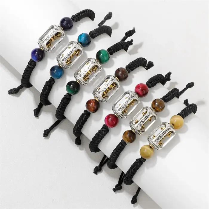 Bracelet en pierre d'oeil de tigre pour hommes et femmes