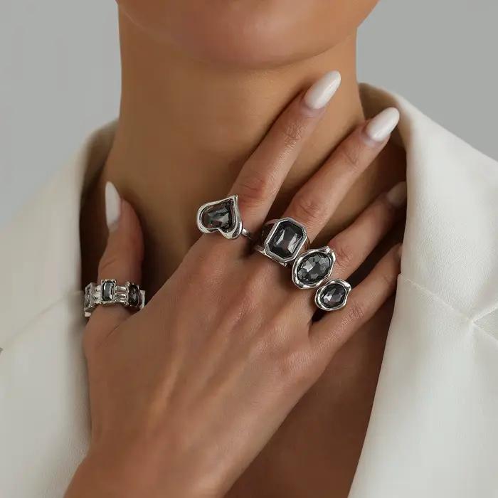 Bague réglable en forme de cœur géométrique irrégulier
