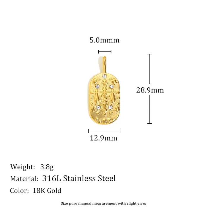 E.B.belle – pendentif carré en acier inoxydable pour femmes, personnalité tendance, gaufrage, signe