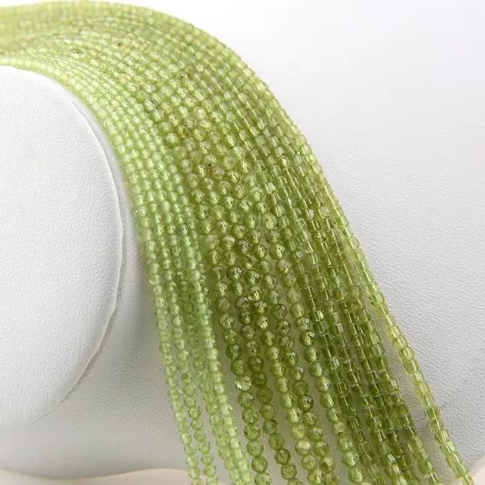 Perles rondes à facettes en péridot naturel 2mm 3mm pour bracelet et collier artisanal femme occassions spéciales