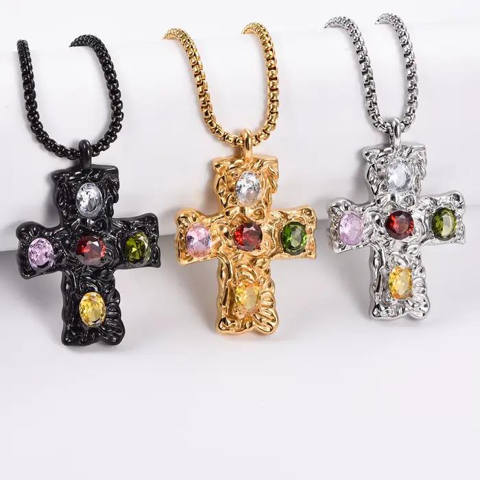 Bijoux Vintage pendentif croix en cristal pour femmes