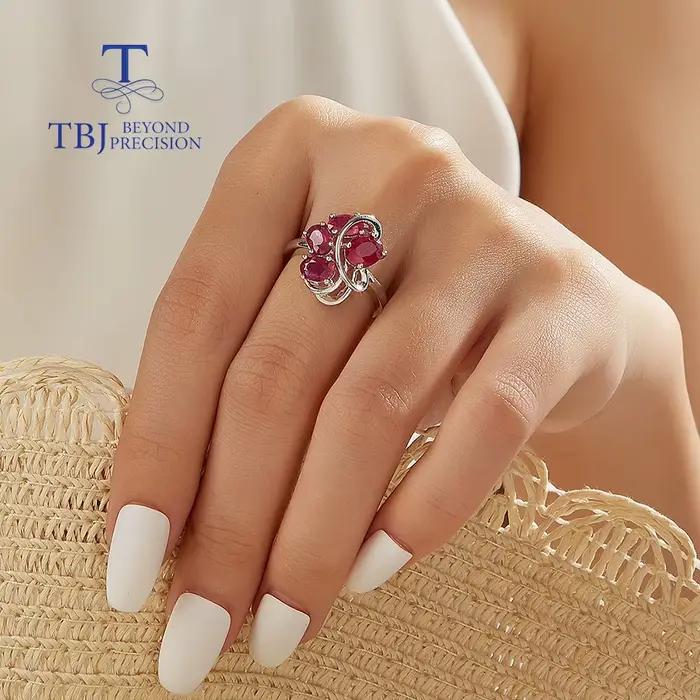 Bague en argent S925 avec rubis naturel