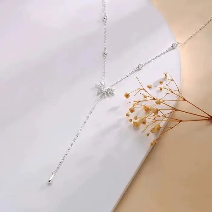 Collier pendentif en forme de Y en acier inoxydable pour femmes et filles