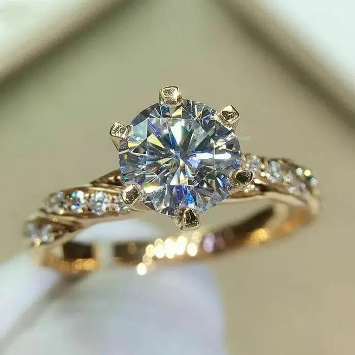Huretailers-Bague de fiançailles de mariage classique pour femme