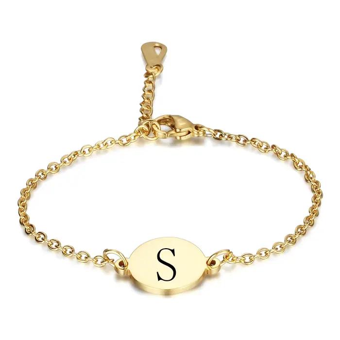 Bracelets personnalisés avec lettres initiales pour femmes, cadeau de saint-valentin, couleur or, chaîne en acier inoxydable, bijoux réglables