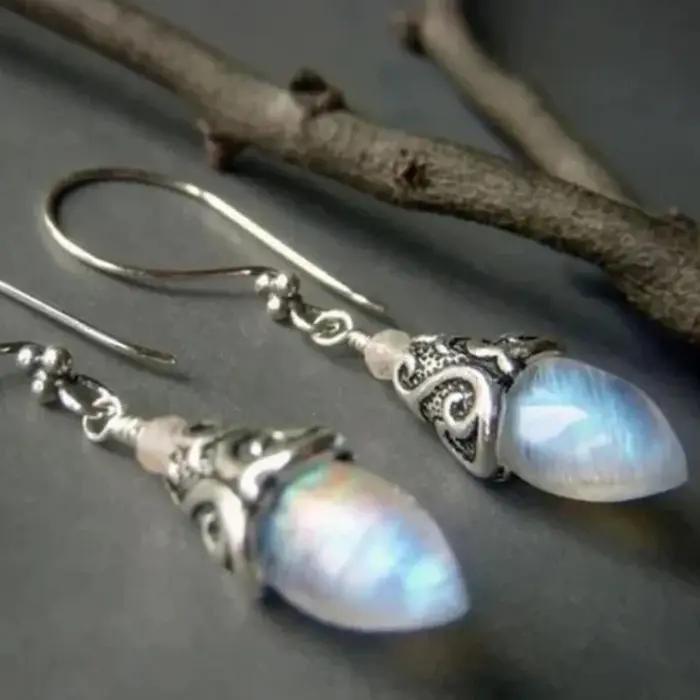 Boucles d'oreilles pendantes en argent antique pour femmes