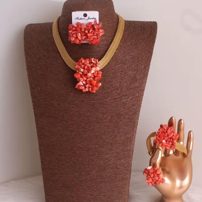 4ujewelry-Ensemble de bijoux fins perlés pour femmes, salles de mariage africaines, haute qualité, 2