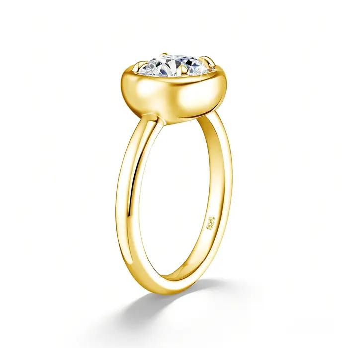 Bague solitaire ronde en Moissonite en argent Sterling 925 pour occasions spéciales bijou fin cadeau d'anniversaire pour femme alliance de mariage engagement romantique