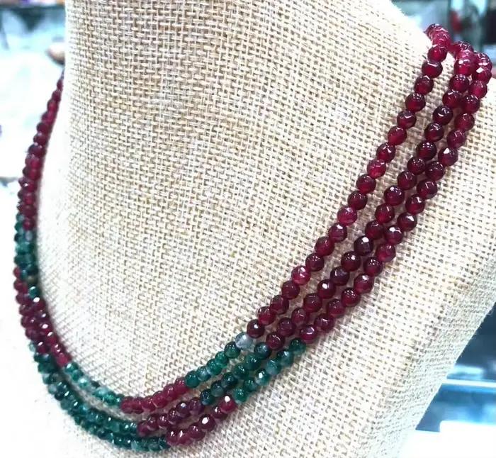 Nouveau collier de bijoux naturel 4mm rubis