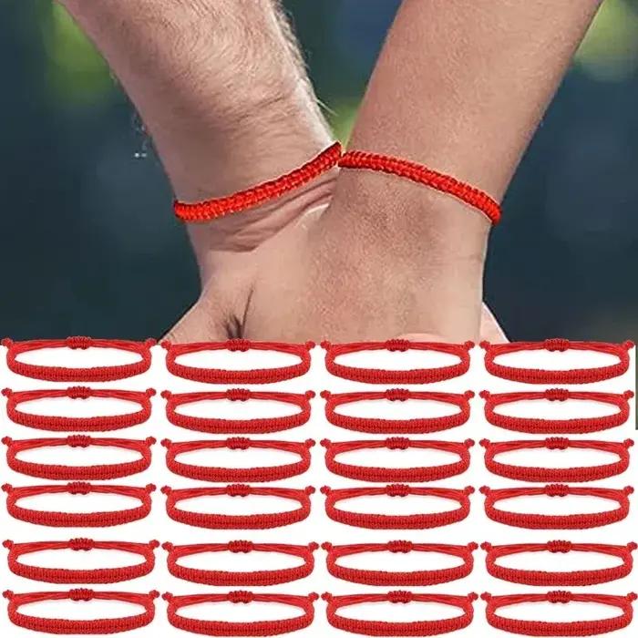 Bracelets Porte-Bonheur Tressés en Coton Rouges et Vibrants pour Hommes et Femmes Occasions Spéciales Tradition Bouddhiste